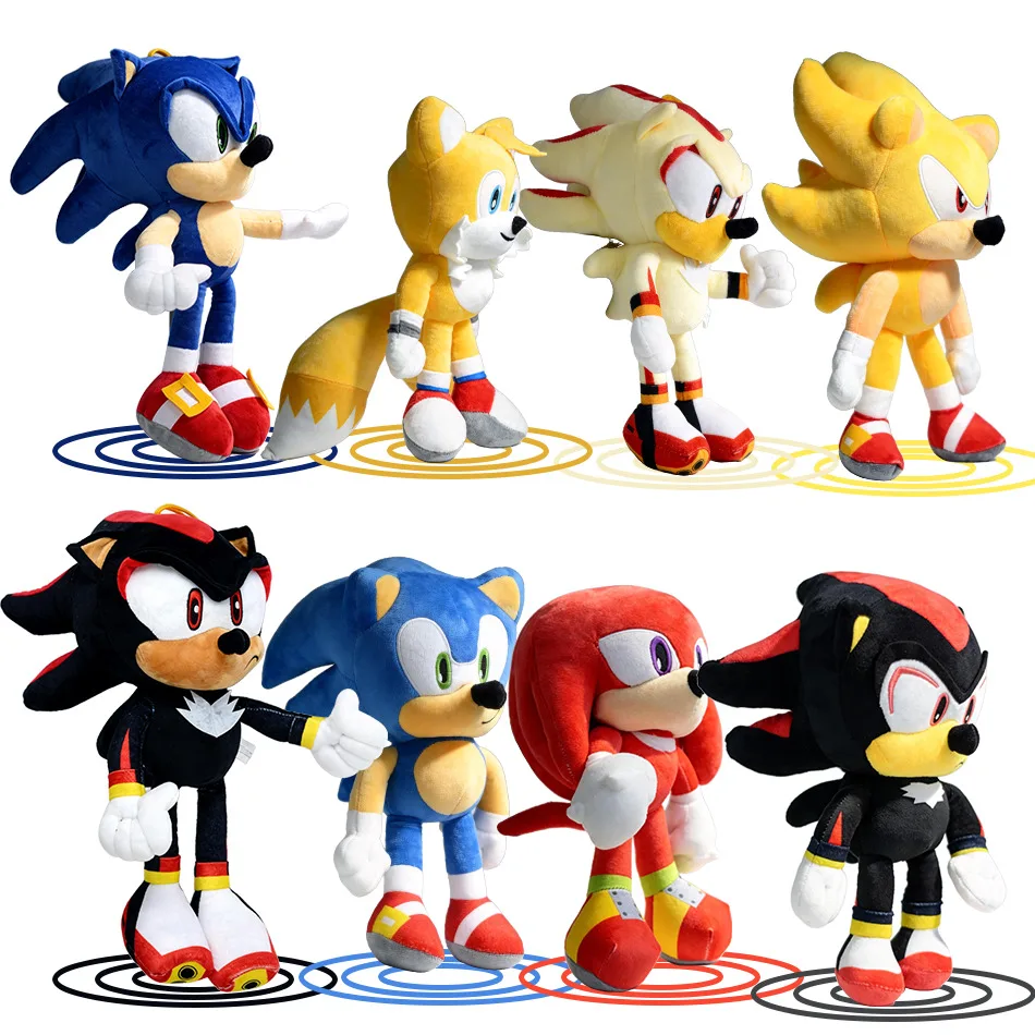 Nuevas llegadas: Muñecos de peluche de Sonic de 30 cm, personajes de dibujos animados, Shadow, Amy Rose, Knuckles, Tails, regalos para niños
