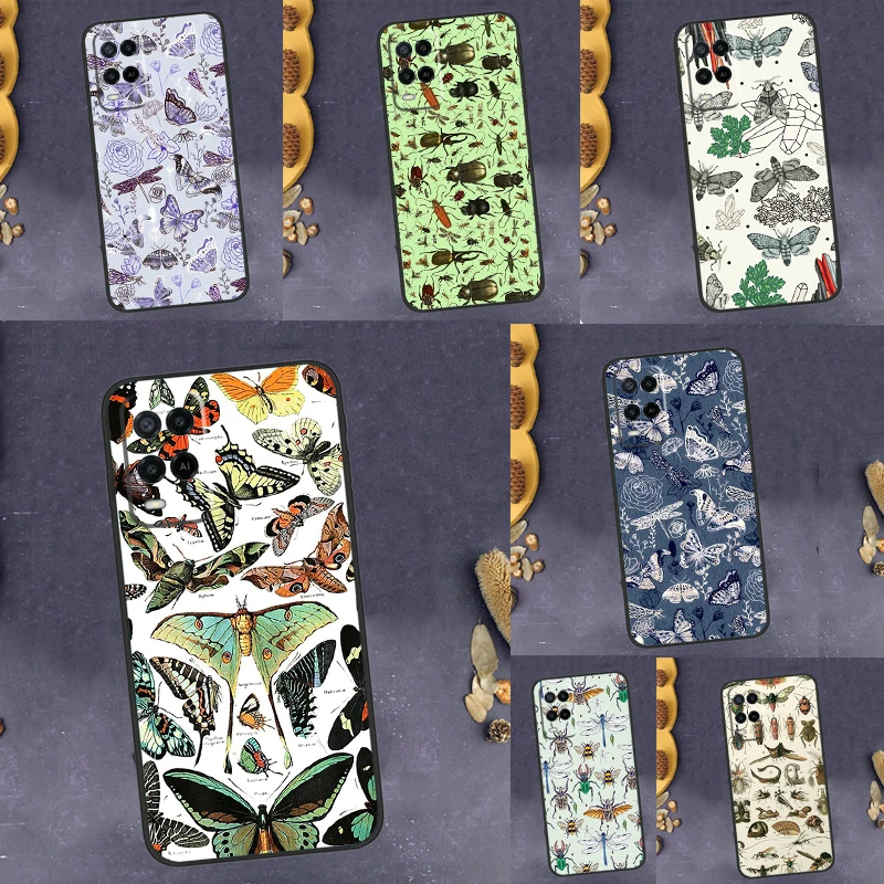 Moths insects botanical butterflies Funda For OPPO A5 A9 A31 A53 A54S A57S A15 A16 A17 A57 A54 A74 A52 A72 A76 A96 A53S Case