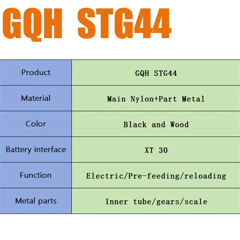 AK UNCLE GQH STG 44 Pistola giocattolo con sfera gel 7-8mm Pistola giocattolo elettrica in nylon GBB con sfera gel d'acqua WBB