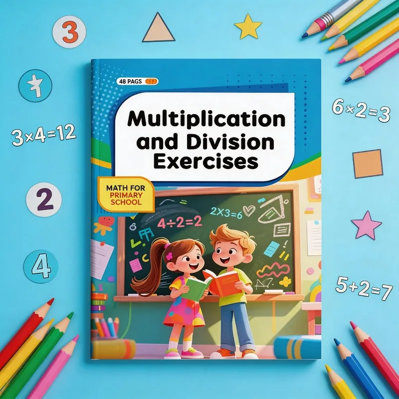 99 Multiplication and Division Exercises, Multiplication and Division Workbook, 48 Pages, Children's Fun Math Exercise Book