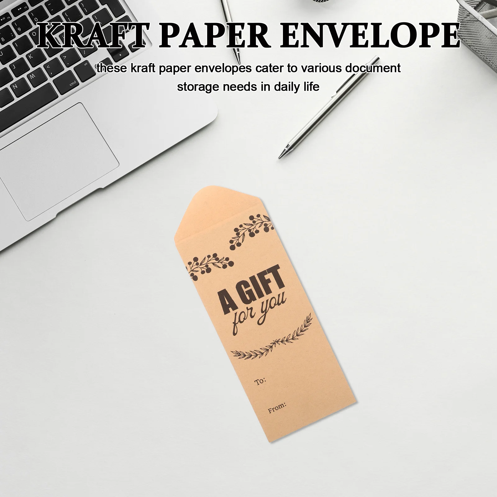 25Pcs Multifunctional Envelopes Kraft Paper Blank Writable Rustic Vintage Storage for Greeting Cards Checks Tickets Cash Coin