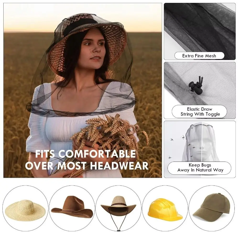 Gardening Hat Breathable Mosquito Head Nets Mesh Lightweight Hat Net Cover Insect-Proof Hat Fishing
