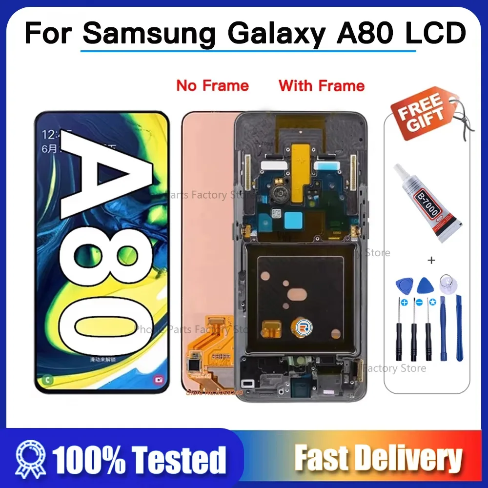 

6.7'' AMOLED Display for SAMSUNG Galaxy A80 LCD A805F SM-A805F/DS AMOLED Display with Frame Touch Screen Digitizer Repair Part