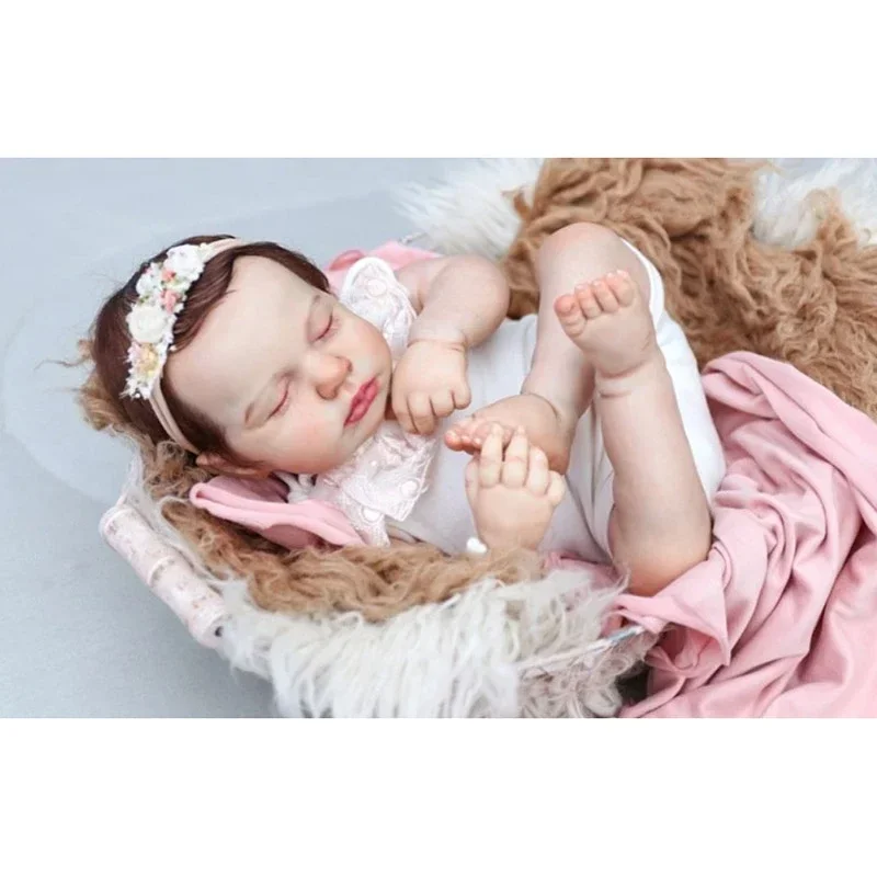 19-calowa silikonowa lalka Reborn Baby Doll Loulou z ręcznie ukorzenionymi włosami Realistyczna skóra 3D Widoczne żyły