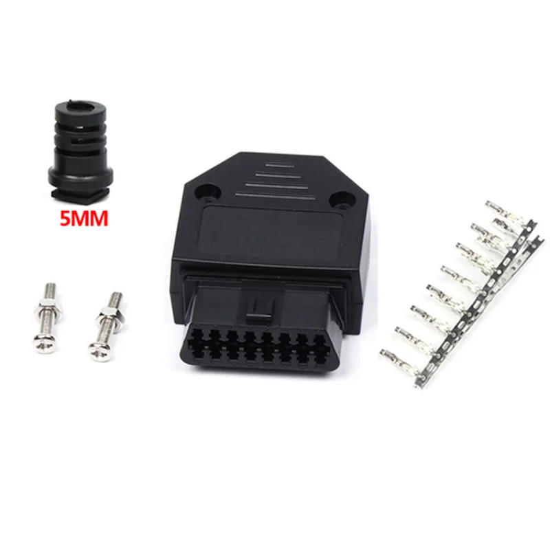 OBD2 Tools 16Pin Female Connector Black PVC Plug With Screws Durable Housing Terminal Interface Adapter Inter Car Accessories