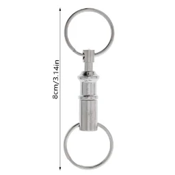 2 pçs removível keyring liberação rápida chaveiro duplo destacável anel chave snap lock titular aço pull-apart chaveiros