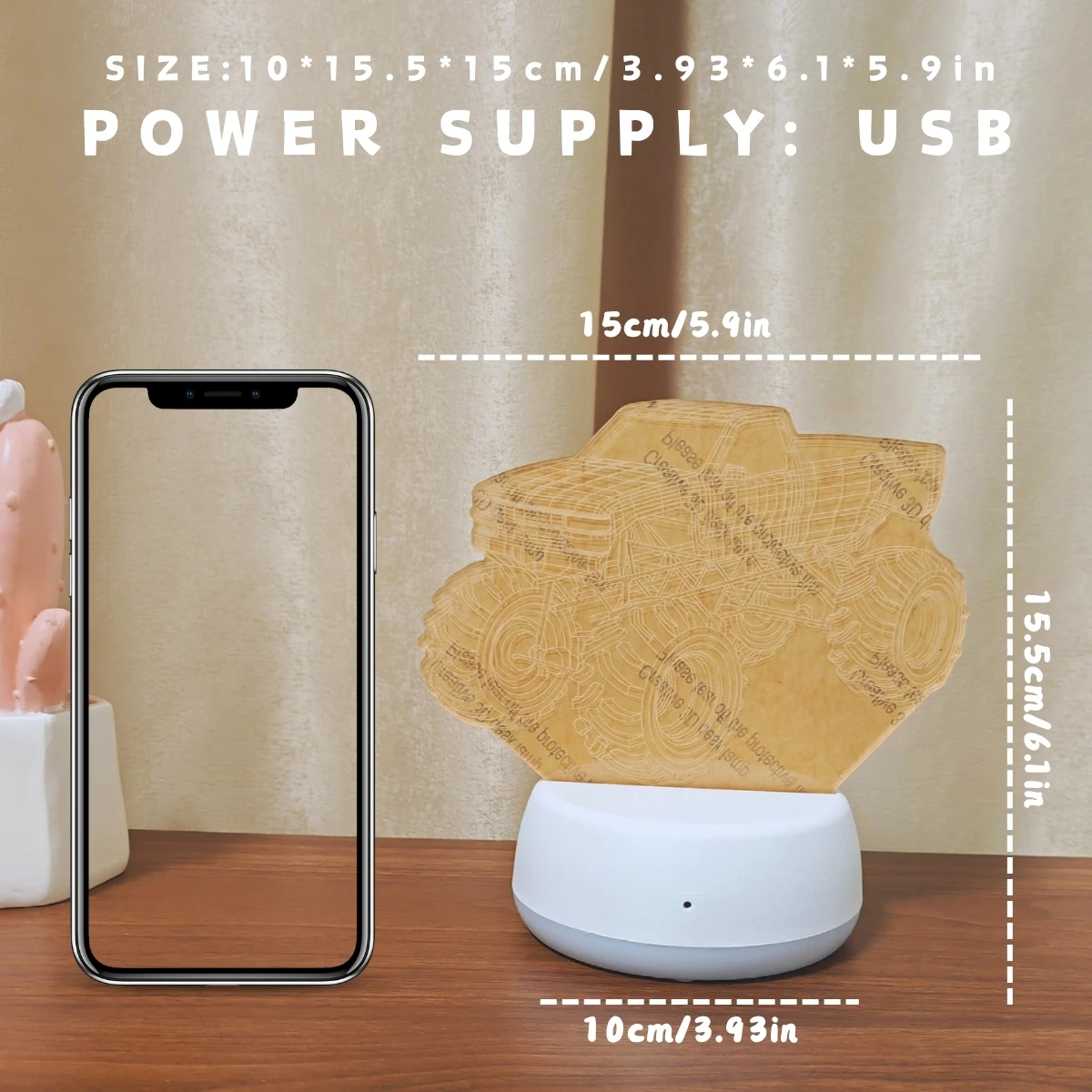 USB 3D creative off-road vehicle night lights, bedroom and living room decorative lights, desktop decorative lights