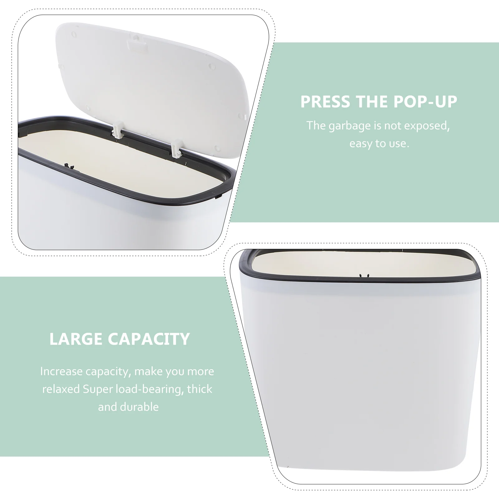 

Household Push Trash Can Narrow Waste Bin With Lid Large Capacity Kitchen Bathroom Garbage Container High Quality