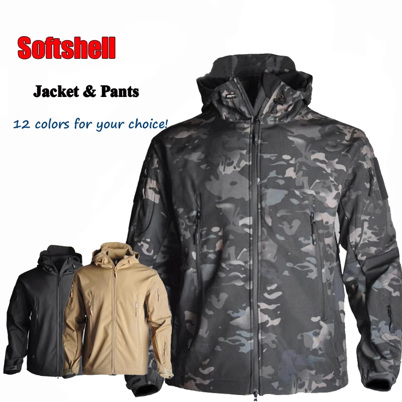 

TAD Tactical Sharkskin Softshell Jacket Military Army Camouflage Outdoor Hunting Clothes Men Sport Waterproof Coat