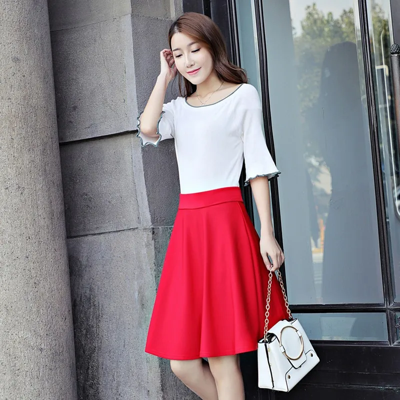 

Ele Pure Color Autumn Winter f-length Umbrella Skirt with Under Anti-light Walking Women's Faion New Arrival