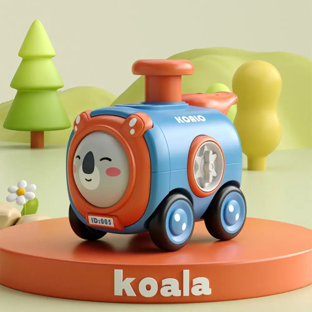 Inertia Toy Car Press To Change Face Whistle Train Crash Resistant Cartoon Car Press and Run Facial Expression Change