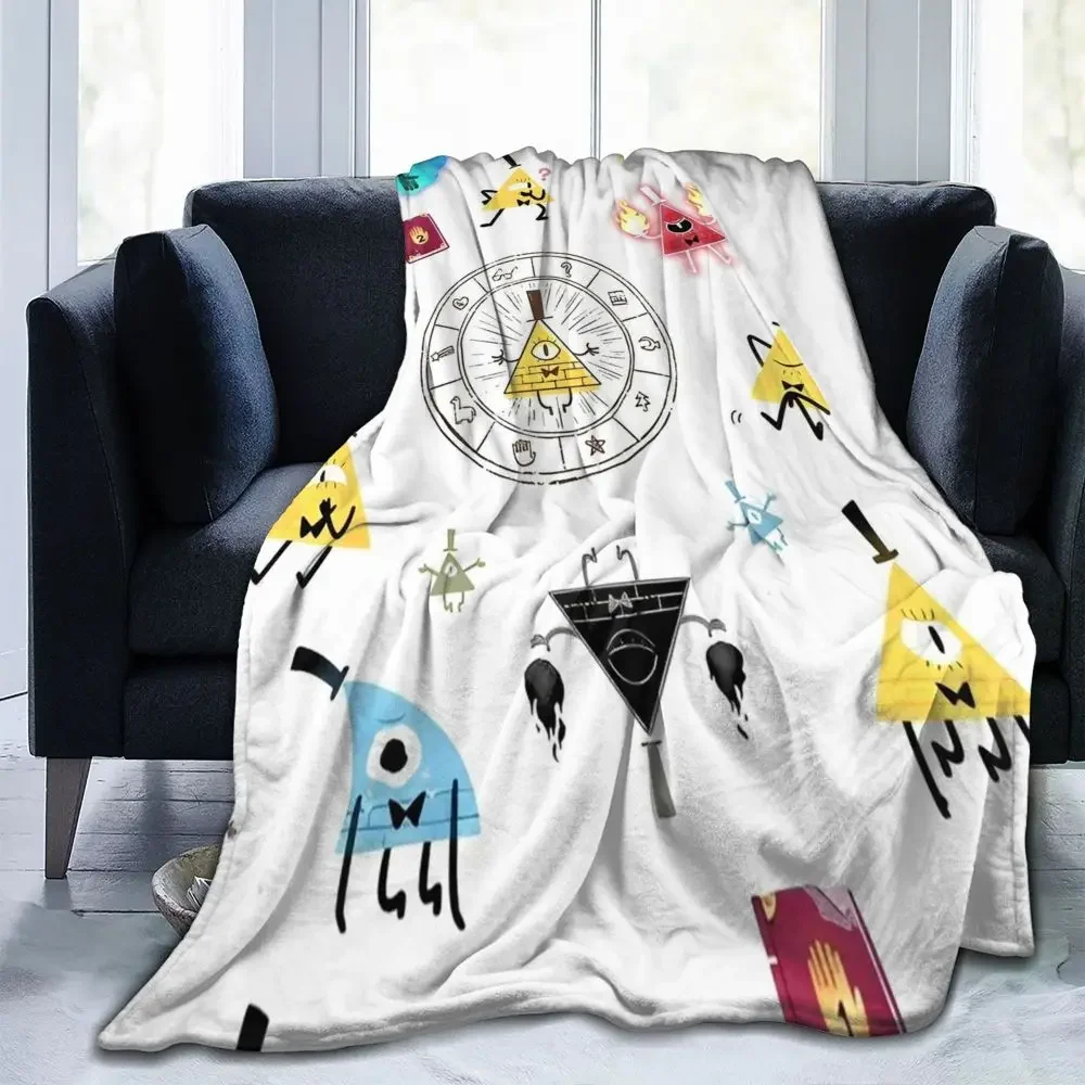 Gravity Falls Bill Cipher Blankets Flannel Cartoon Anime Lightweight Throw Blankets for Car Sofa Couch Bed Rug