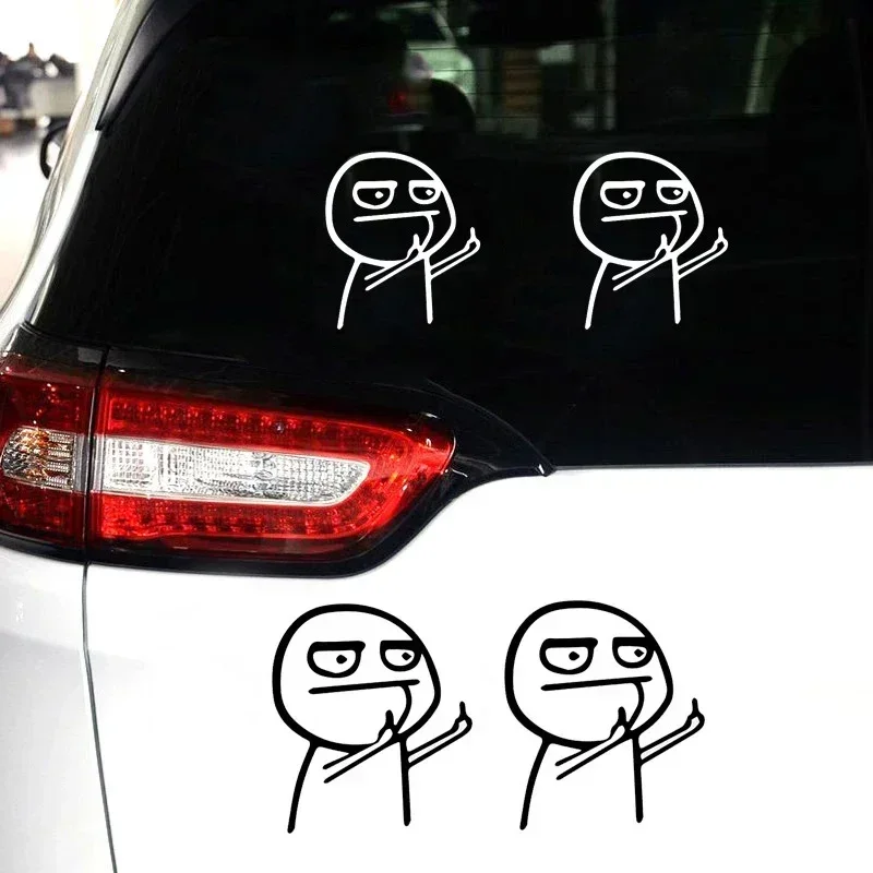 Funny Middle Finger Troll Face Meme 5PCS Stickers for Bumper Art Kid Decorations Cartoon Wall Anime Cute Car Home Luggage