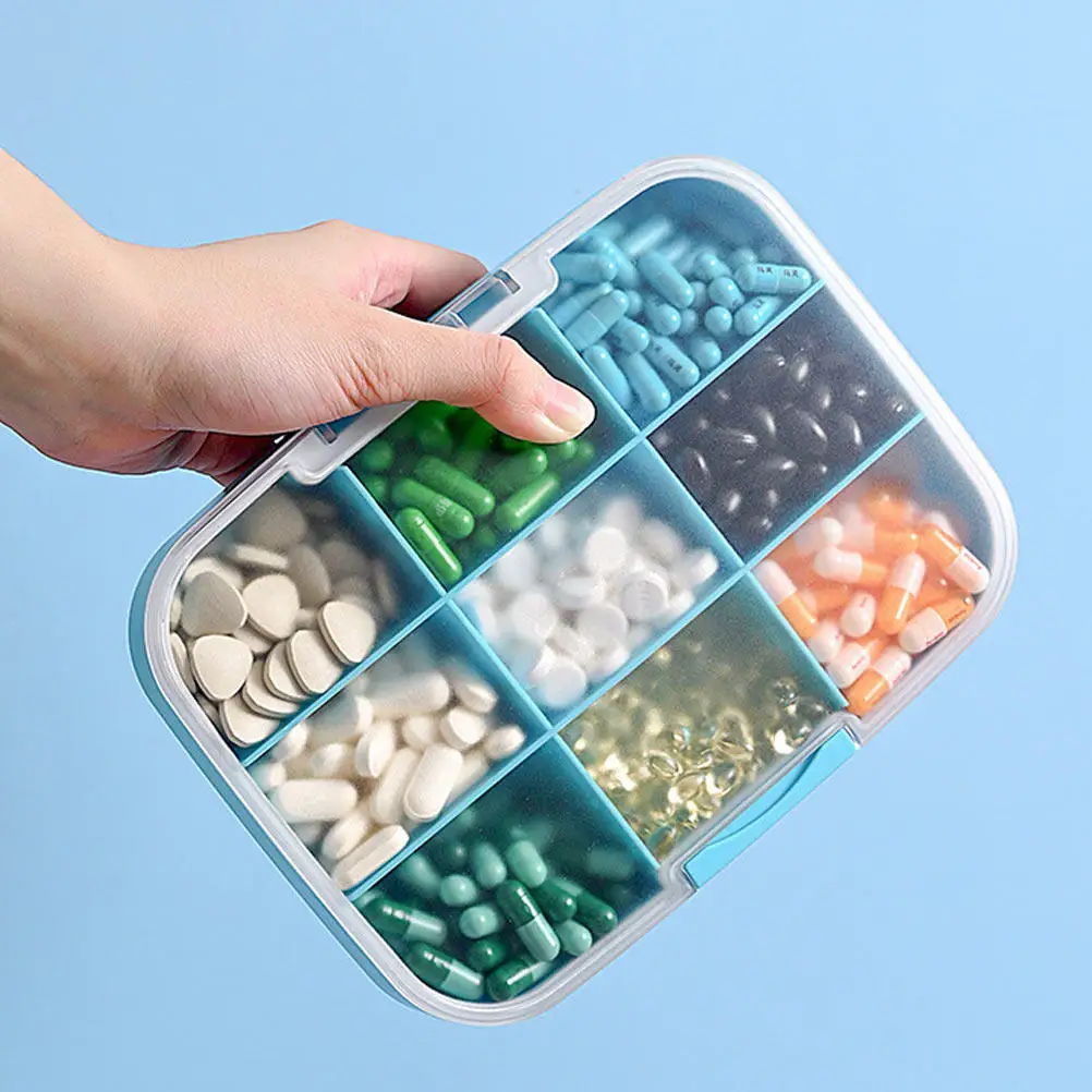 

Large Capacity Multi-Grids Portable Medicine Case Travel Organizer Tablet Dispenser Transparent Holder Waterproof Storage