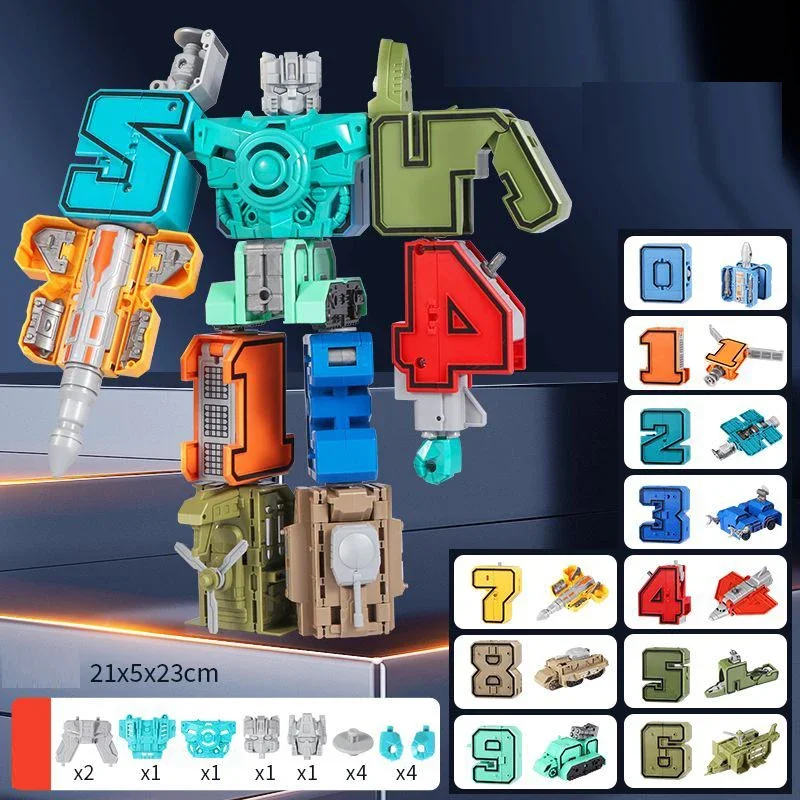DIY-bouwstenen educatief speelgoed actiefiguur transformatie nummer robot vervorming robot speelgoed voor kinderen geschenken