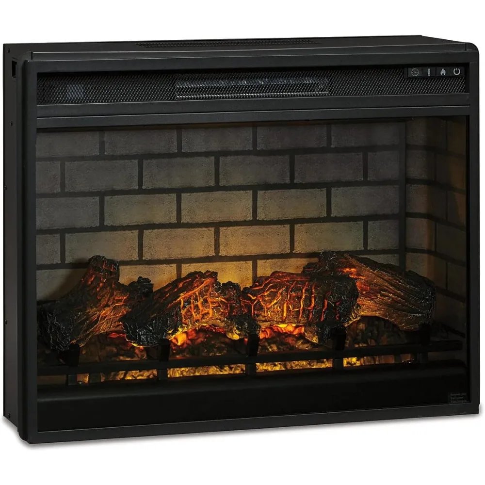 Signature Design by Ashley 30 Electric Fireplace Insert with LED, Remote Control, 7 Temperature and 5 Brightness Settings, Black