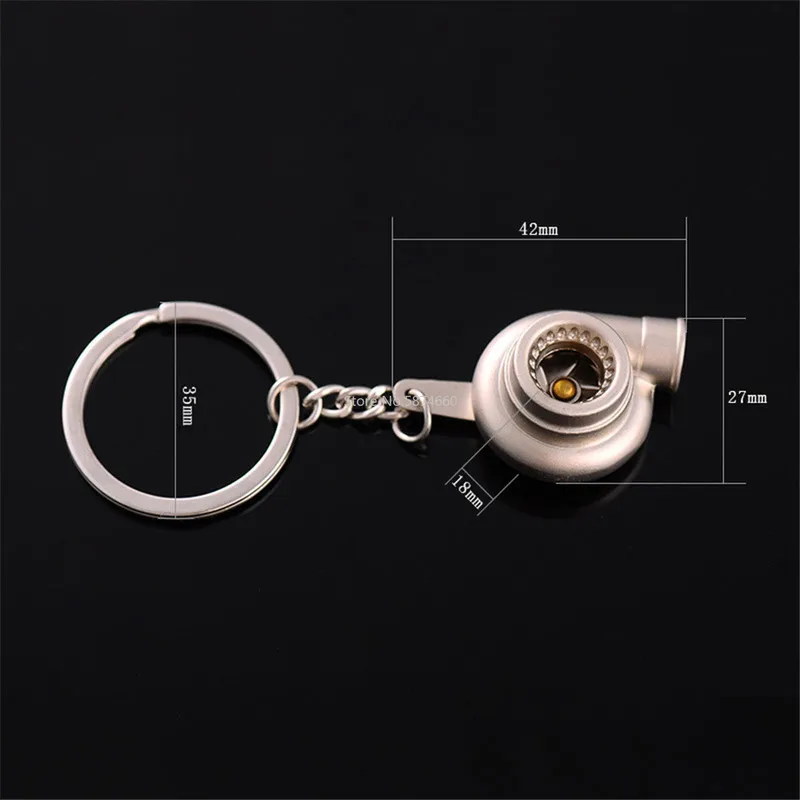 Mini Turbo Turbocharger Keychain Spinning Turbine Key Ring Car Keyfob - Unique Car Interior Accessory