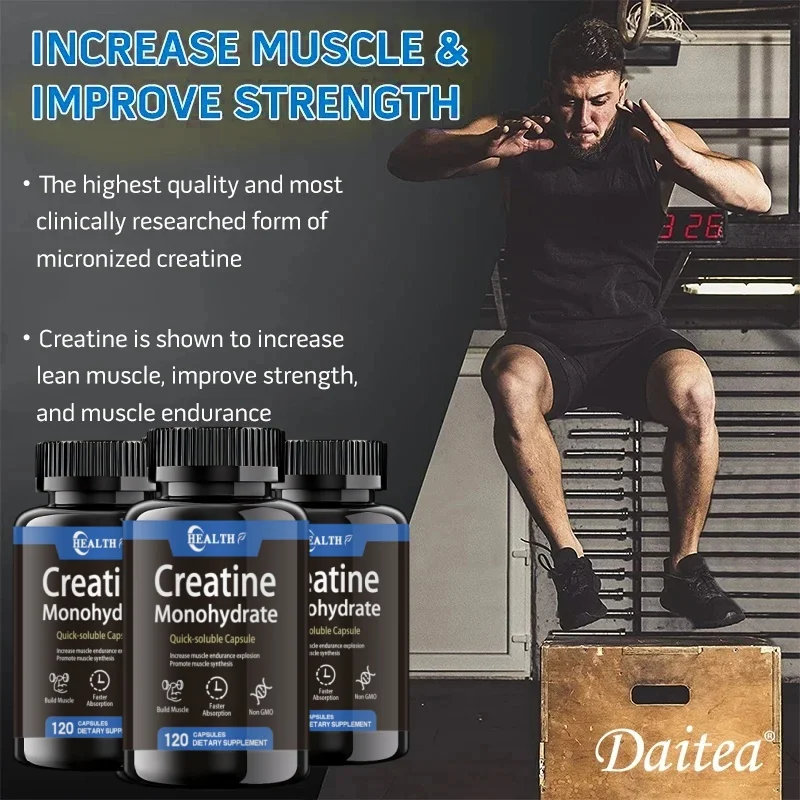 Creatine Monohydrate Capsules 120ct 3000mg Per Serving GlutenFree NonGMO