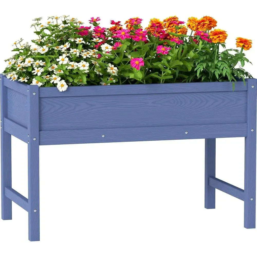 Outdoor Elevated Garden Bed with Legs, Durable HDPE Planter Box, Rot-Resistant, Suitable for Patio, Balcony, 300lb Capacity, Nav