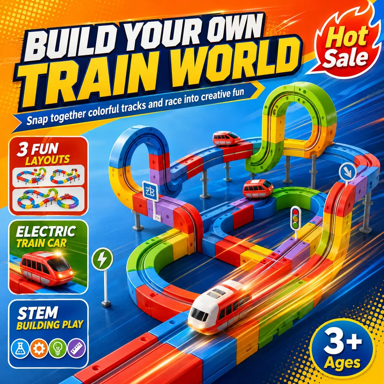 Levitating Magic Track Train, 3D Transformable Track Car, Includes 67pcs, 83pcs, 121pcs, Educational Track Car For Kids, Parent-Child Interactive Educational Toy Car,STEM Toy,Suitable For Birthday Gifts,Hallowee Gifts,Thanksgiving Gifts,Holiday Gifts