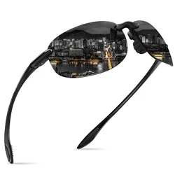 MAXJULI Polarized Sport Fashion Sunglasses for Men Women TR90 Rimless elliptical Frame Running Fishing  Driving Sun Glasses 8250