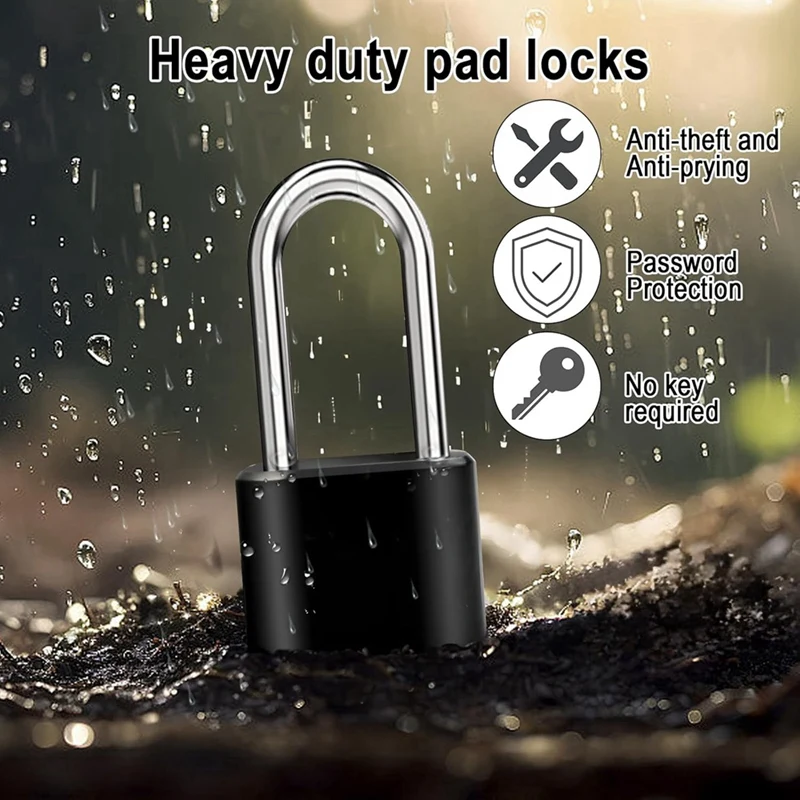 2Pcs Combination Lock, 4-Digit Heavy Duty Combo Lock, Combination Padlock Outdoor Waterproof Gate Locks For Fence