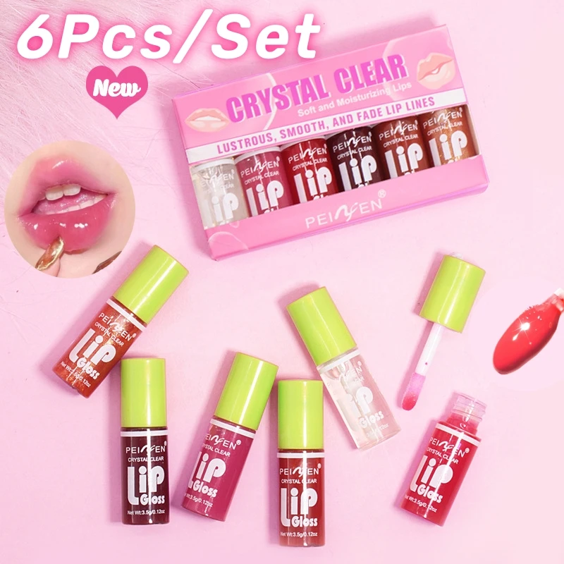 Kristalheldere Lipgloss Set Gelei Transparante Lip Olie Anti-Stick Cup Hydraterende Glitter Lip Voller Lippenstift Minerale Lip Make-Up