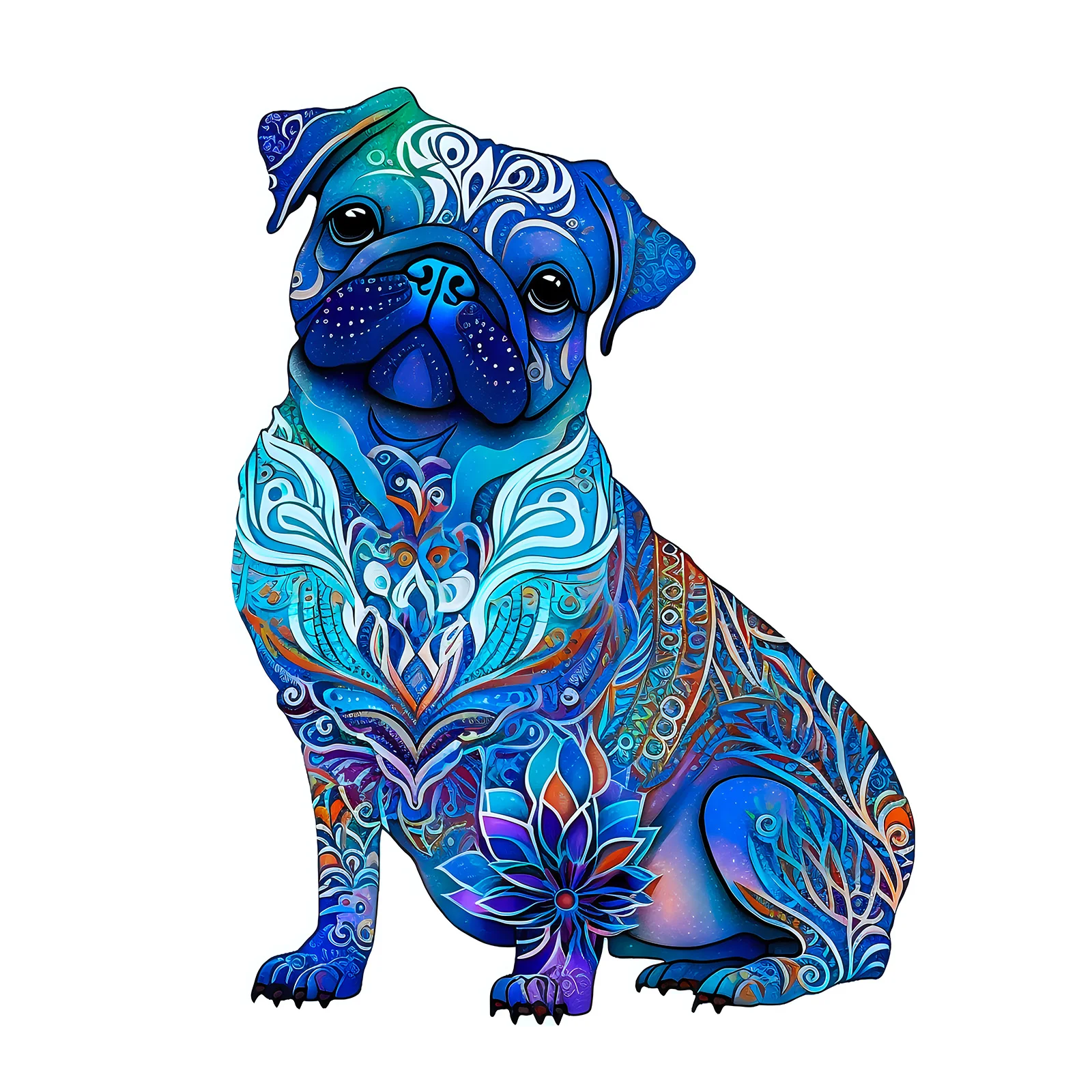 Cute puppy pattern wooden puzzle with irregular animal shapes, stress relieving toys, holiday birthday gift for boys and girls