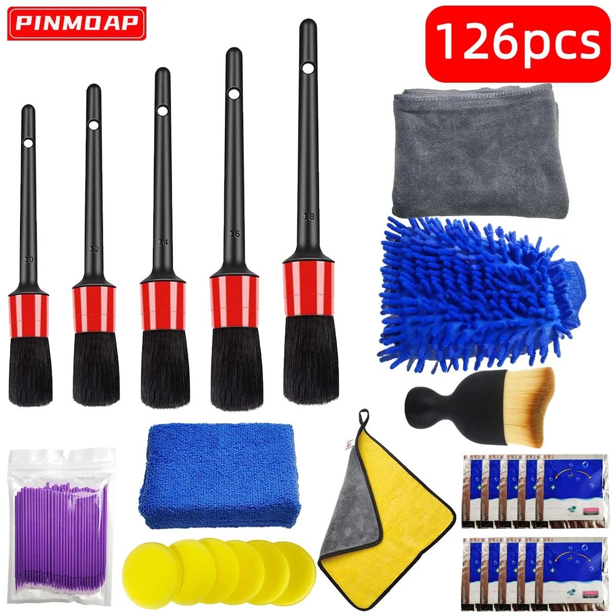 

New Car Cleaning Kit Scrubber Drill Detailing Brush Set Air Conditioner Vents Towel Polisher Car Auto Detailing Tools 126PCS