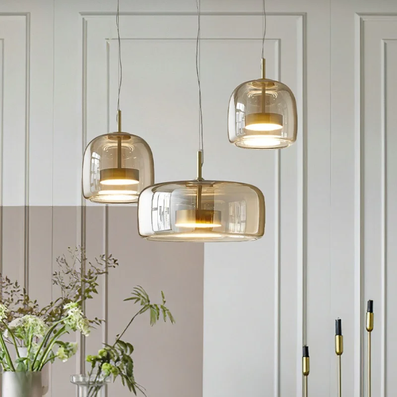 Nordic Minimalism Glass Led Pendant Lights Dining Room Bar Suspend Light Cafe Restaurant Led Luminarias Gold Metal Hanging Lamp