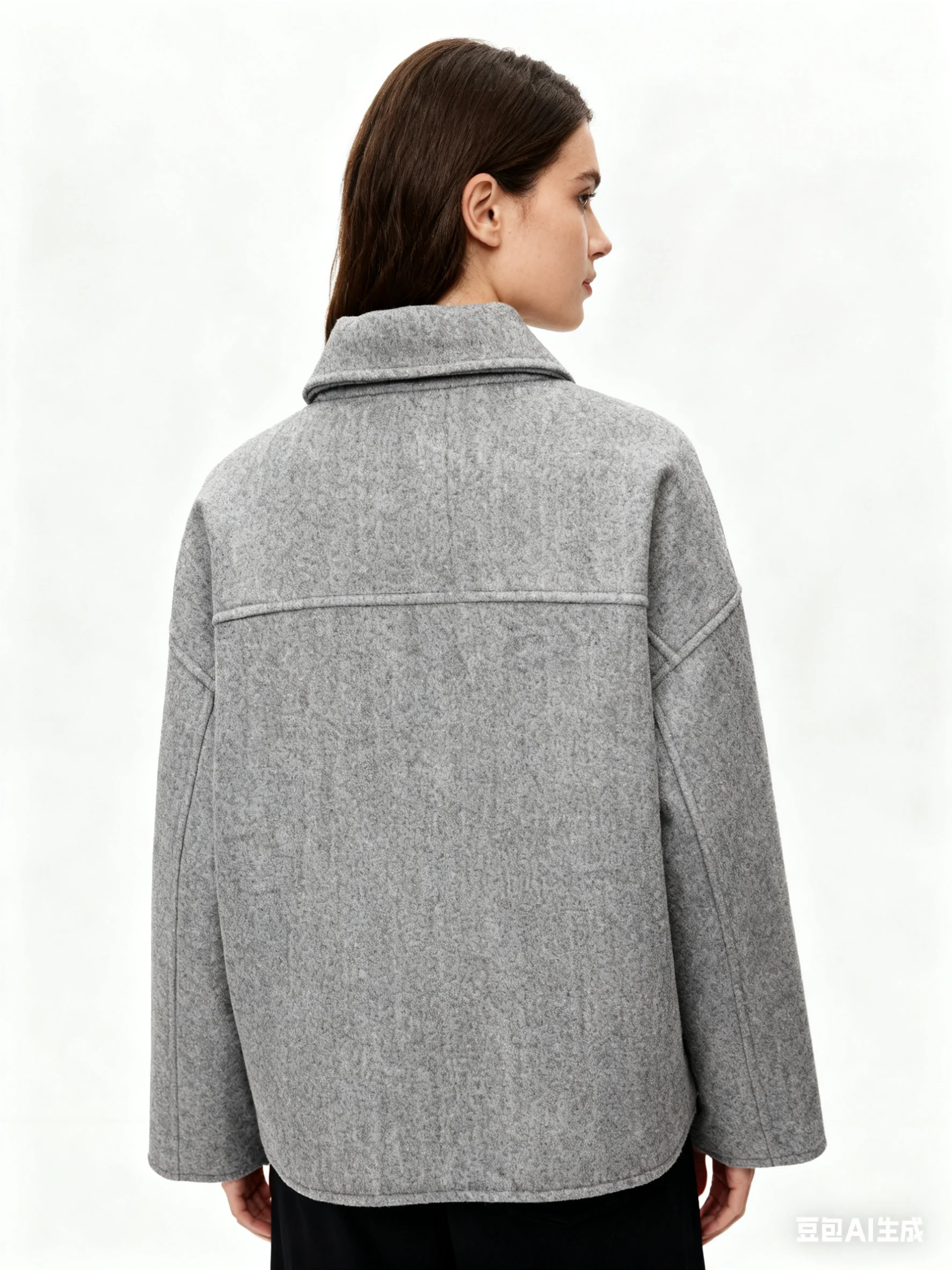 2025 autunno e inverno nuovo stile europeo e americano alla moda versatile giacca di lana con cerniera e tasca grande bicolore