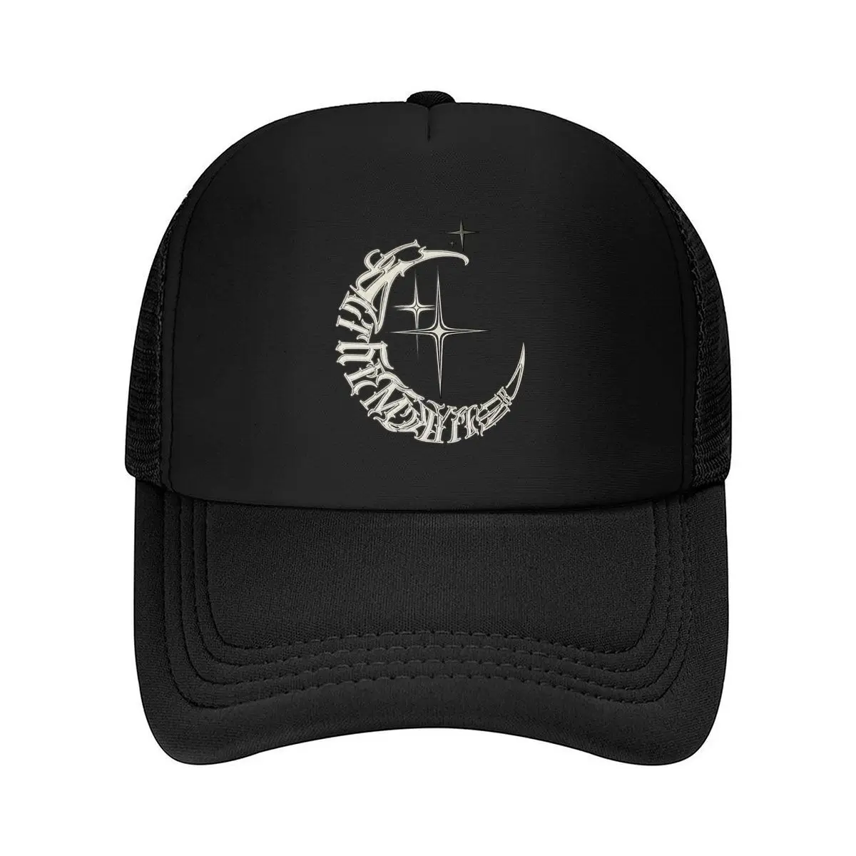 Find Feather Gothic Lettering Crescent Moon And Stars Graphic Mesh Baseball Cap Hip Hop Dad Hat For Womens Unisex Female