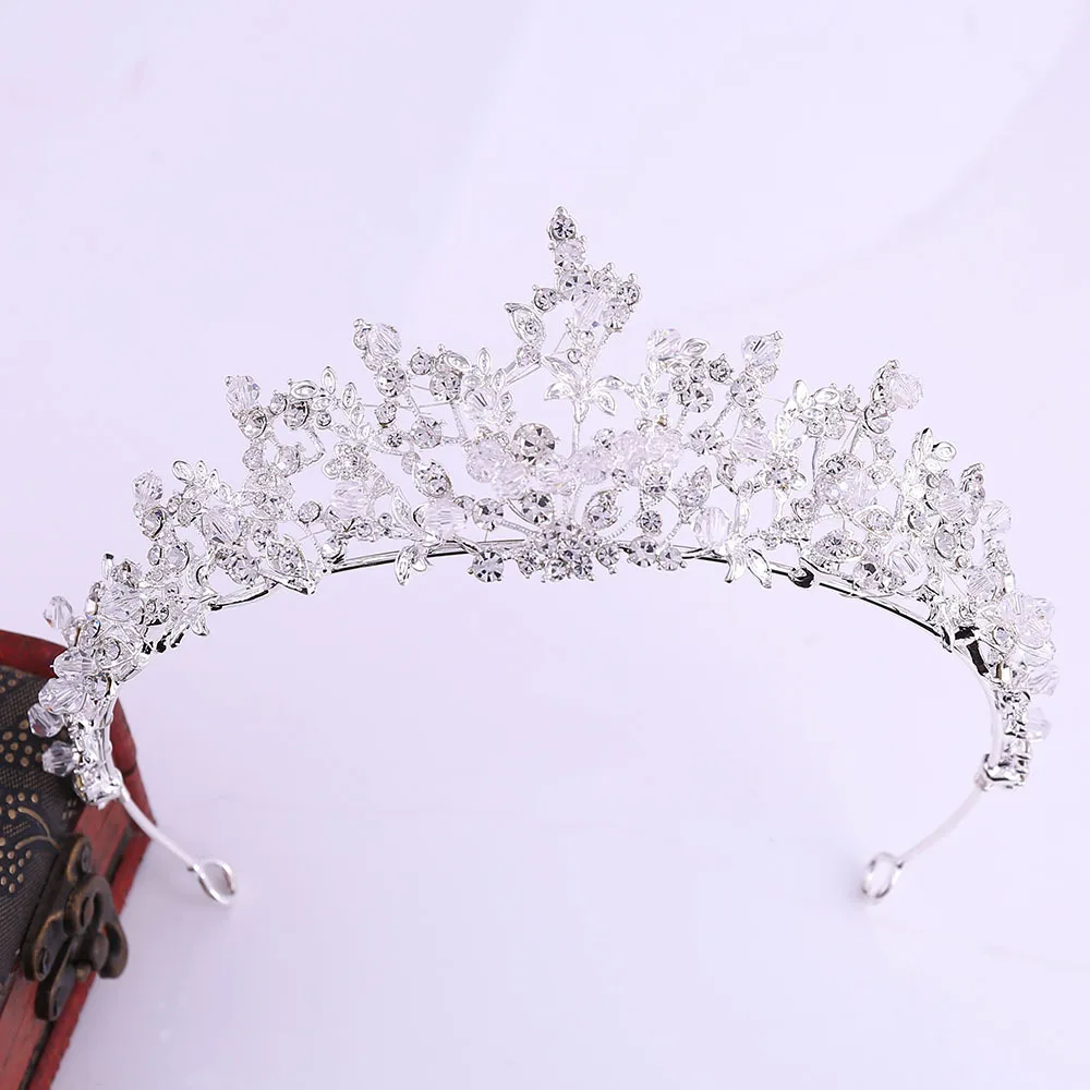 

Women Bridal Crown Headpiece Shiny Rhinestones Headband Bangs Fixed Hair Loop For Wedding Party Photography