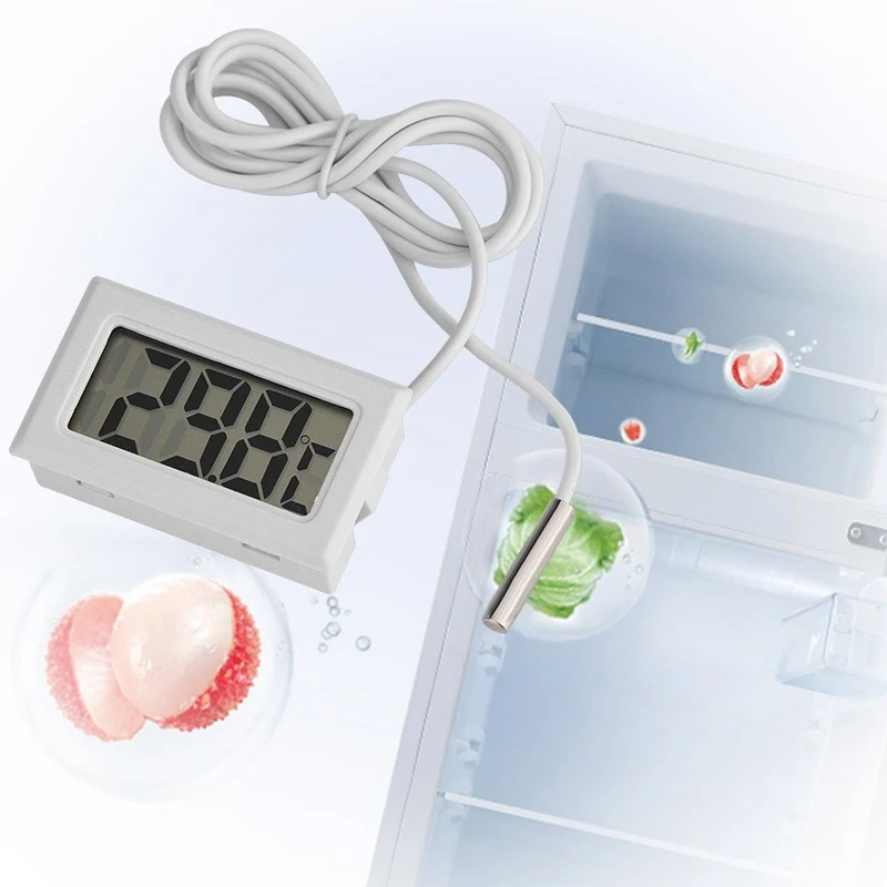 Mini Digital LCD Indoor Handy Temperature for Fridge Fish Tank Sensor with Waterproof Probe Indoor Convenient Temperature