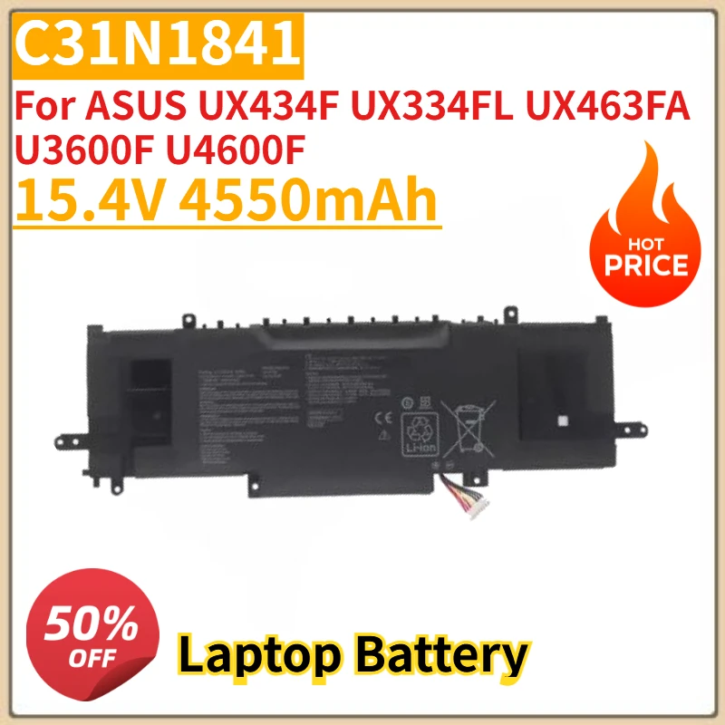 

High Quality New C31N1841 Laptop Battery 15.4V 4550mAh For ASUS UX434F UX334FL UX463FA U3600F U4600F