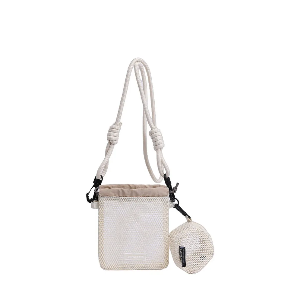 

Casual Drawstring Nylon Mesh Bag Korean Style With Purse Mesh Shoulder Bag Wallet Cosmetics Bag Phone Bag Office Worker