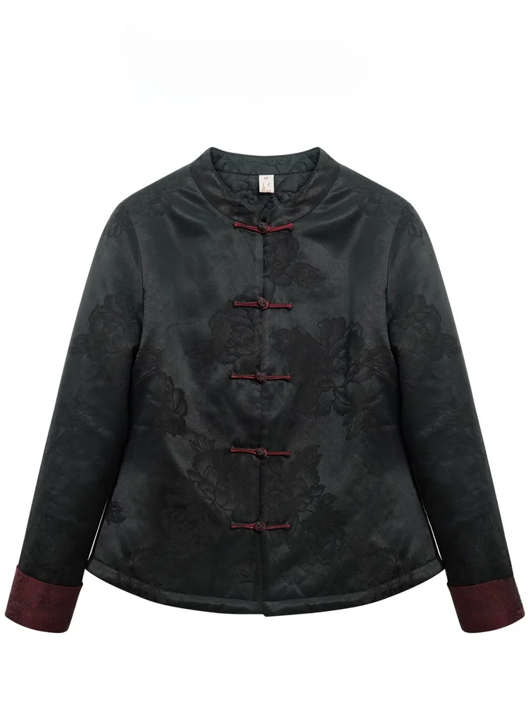 

Шелково-хлопковая куртка Ele Silk Wool Cotton Jaet для женщин, коллекция Зима 2025, в китайском национальном стиле, Mengnao от Jade Fly