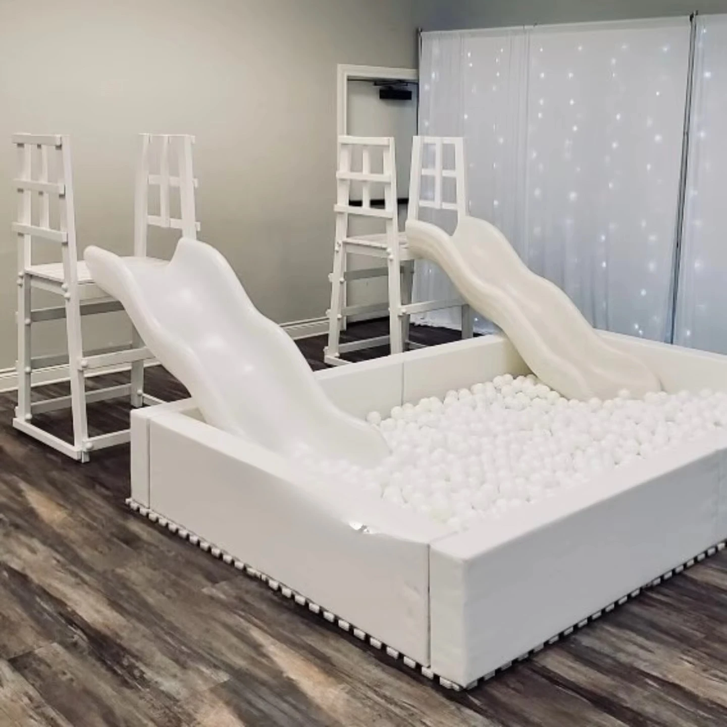 

playground dry white pit ball pool party ball pool double slide All white wholesale children's indoor play area soft