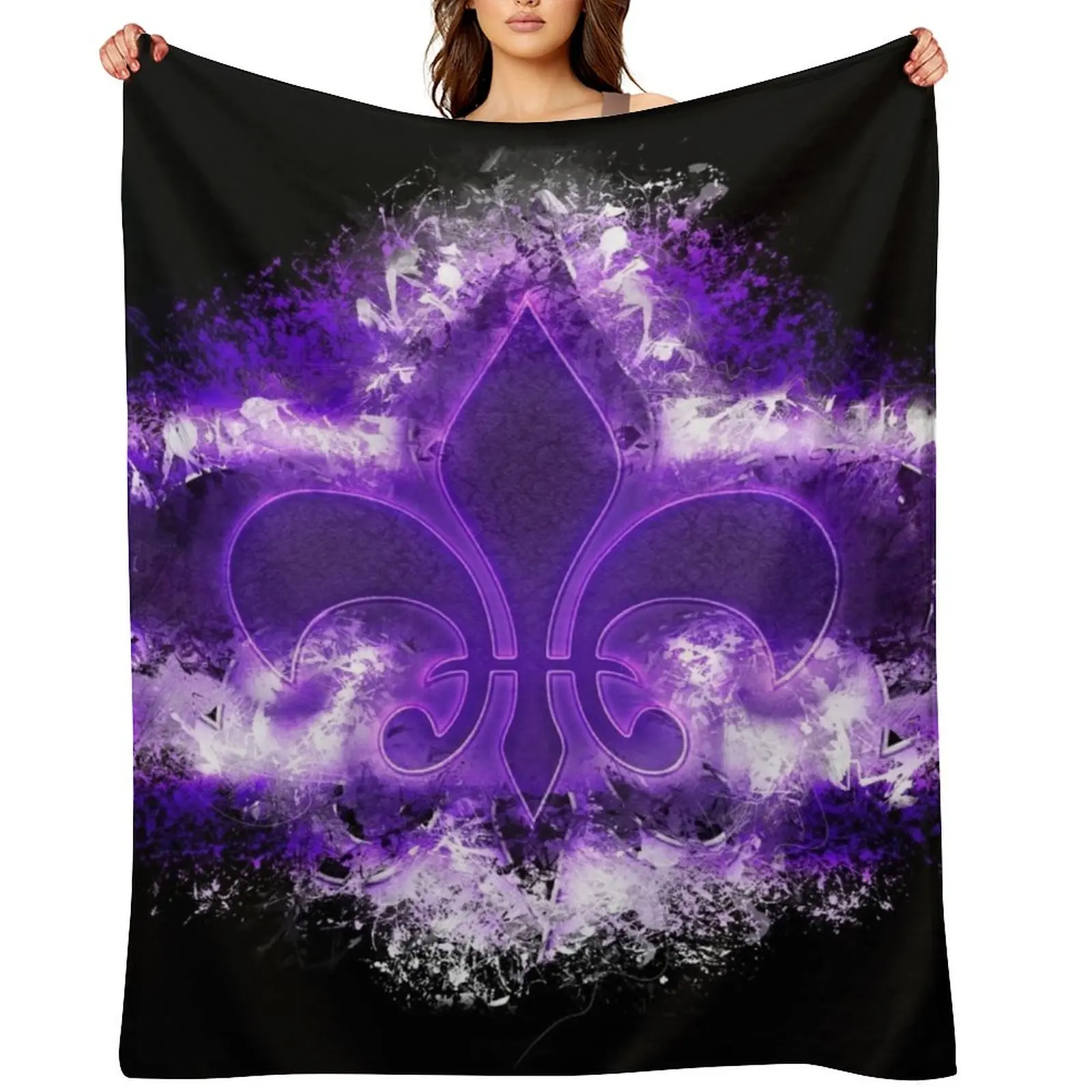 

Grunge Fleur De Lis Throw Blanket Hairys Summer Thermals For Travel Personalized Gift Blankets
