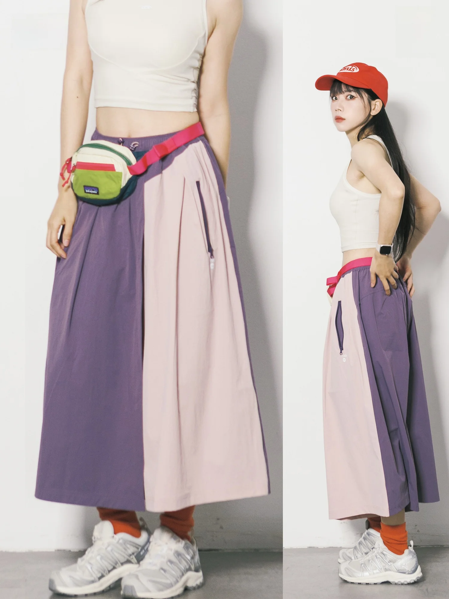 RCDB Outdoor Style Quick Dry Breathable Wide Leg Skirt Pants Women's Lightweight Cool Feeling Sports Casual Loose Long Skirt