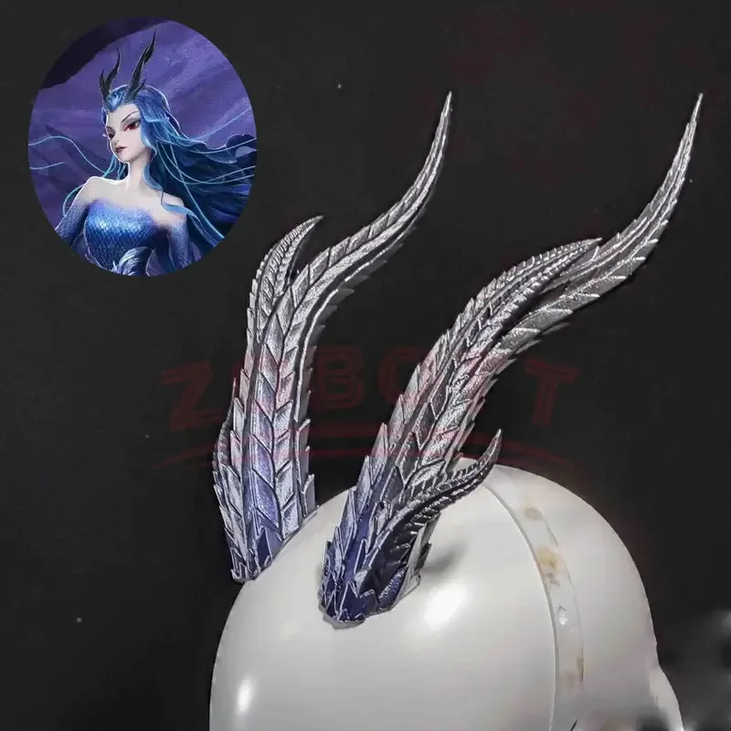 Nezha 2 Aorun Dragon King of the West Sea, conjunto de disfraz de Cosplay, accesorios para orejas de cuerno, traje personalizado azul metálico 3D PLA
