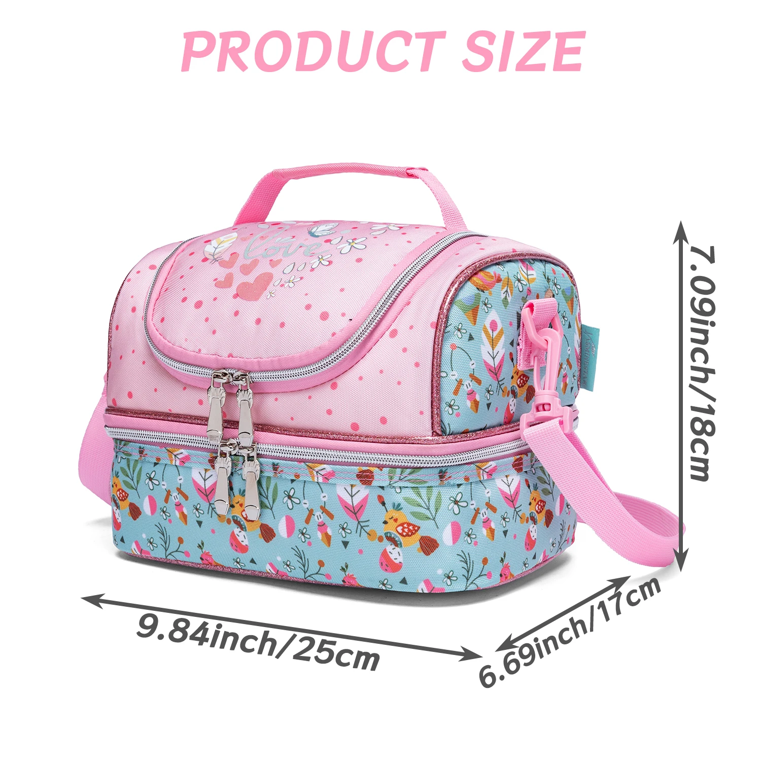 Adjustable Strap Double Layer Thermal Lunch Bag for School, Picnic, Travel & Camping