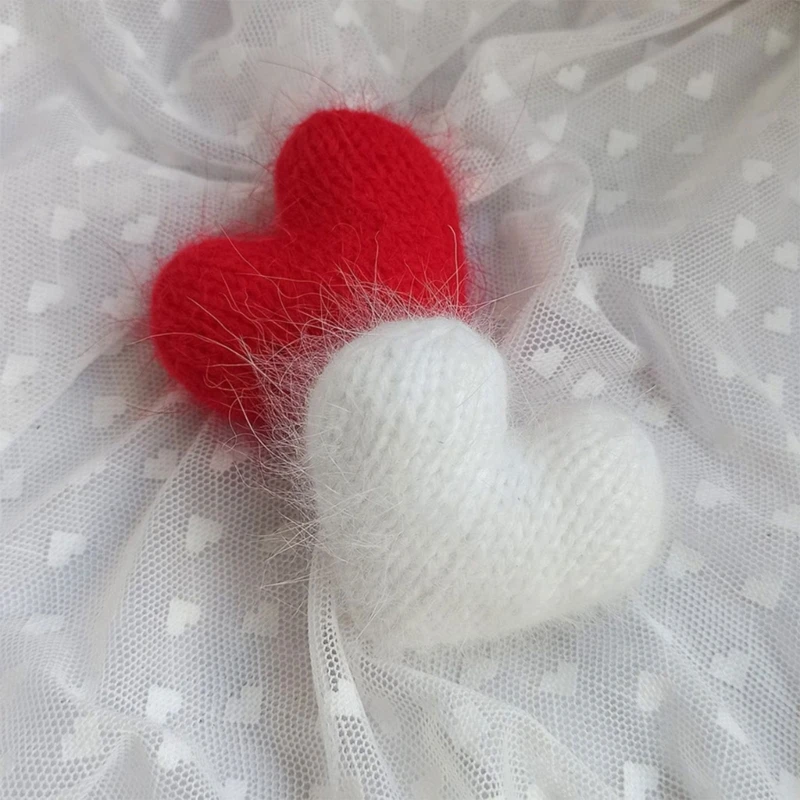 1Pc Liefde Hart Pasgeboren Fotografie Props Handgemaakte Gebreide Mohair Hart Prop Voor Baby Studio Foto Schieten Achtergrond Accessoires