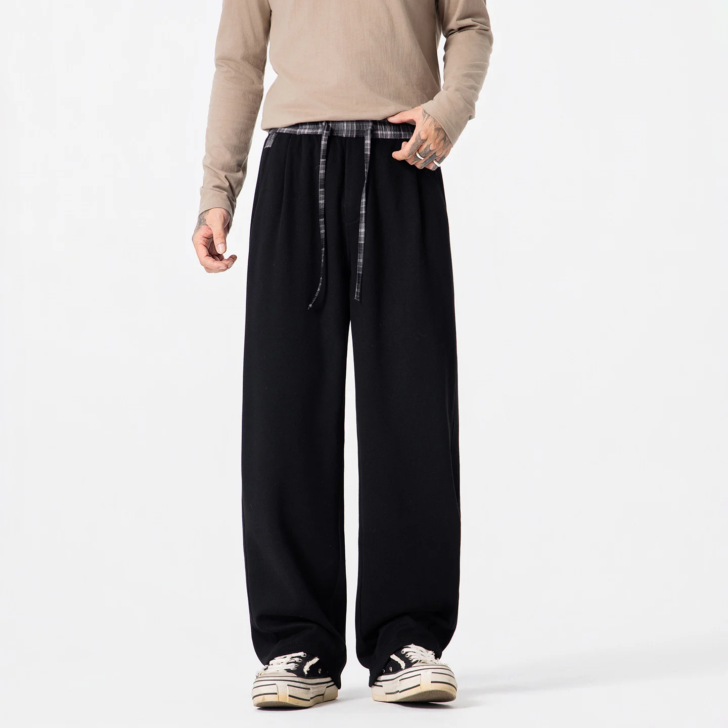 Autumn Winter Thicken Straight Pant Men Streetwear Fashion Loose Causal Warm Sport Baggy Pants Sweatpants Unisex Trousers