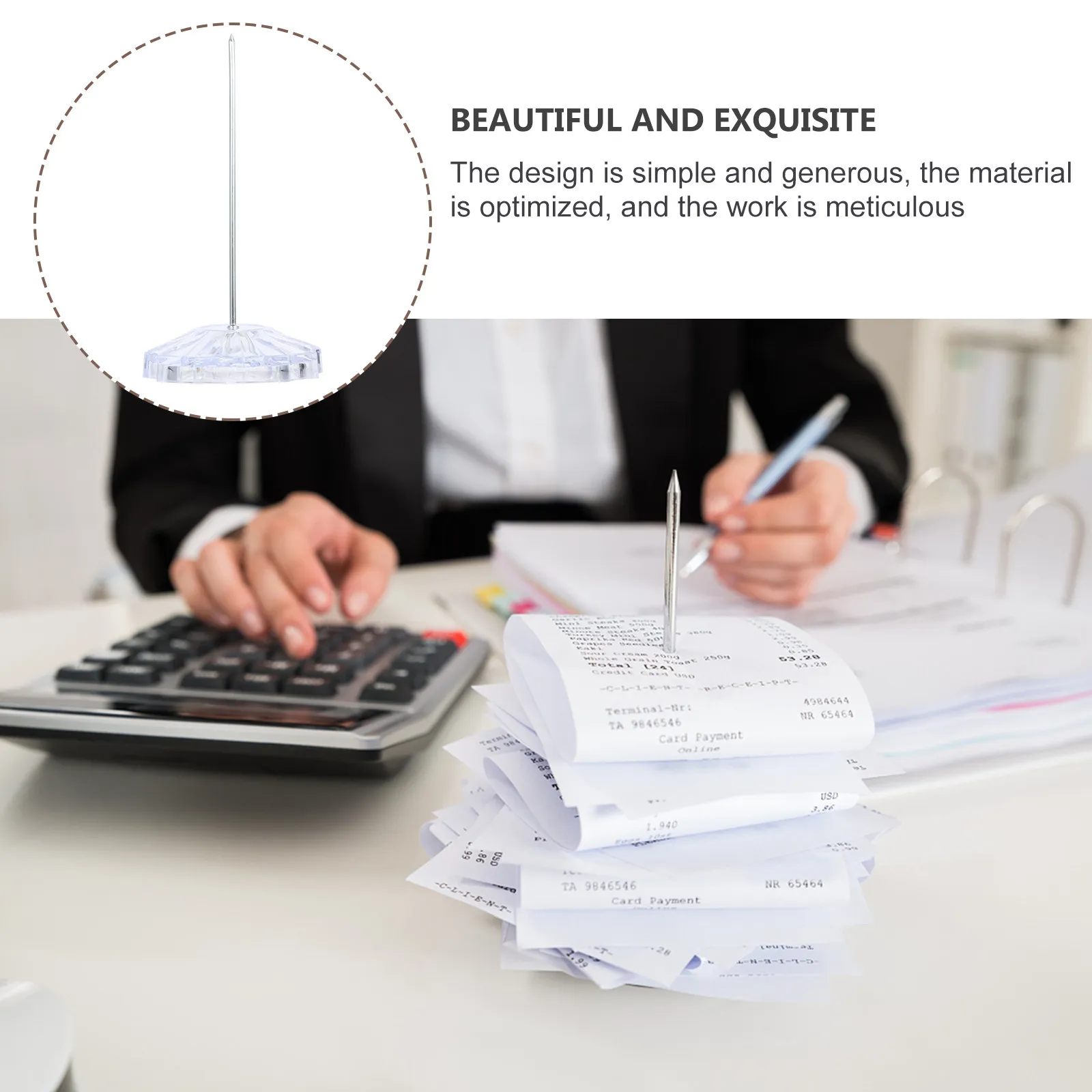 2Pcs Heavy Duty Receipt Holder Spike Spindle for Cashier Counter Restaurant Office Desk Bill Fork Paper Memo Organizer