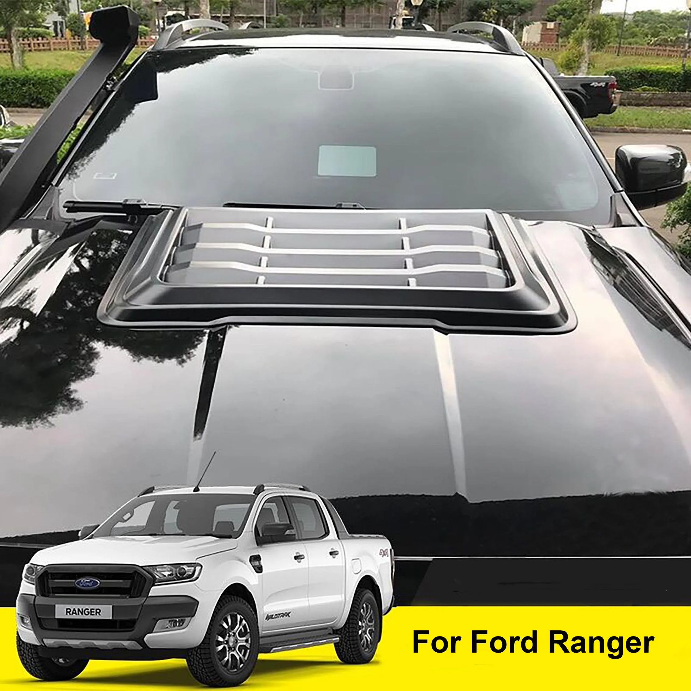 Matte Black ABS Material  Bonnet Scoop Hood Cover Guard For Ford Ranger 2015 2016 2017 2018 2019 2020 2021 2022