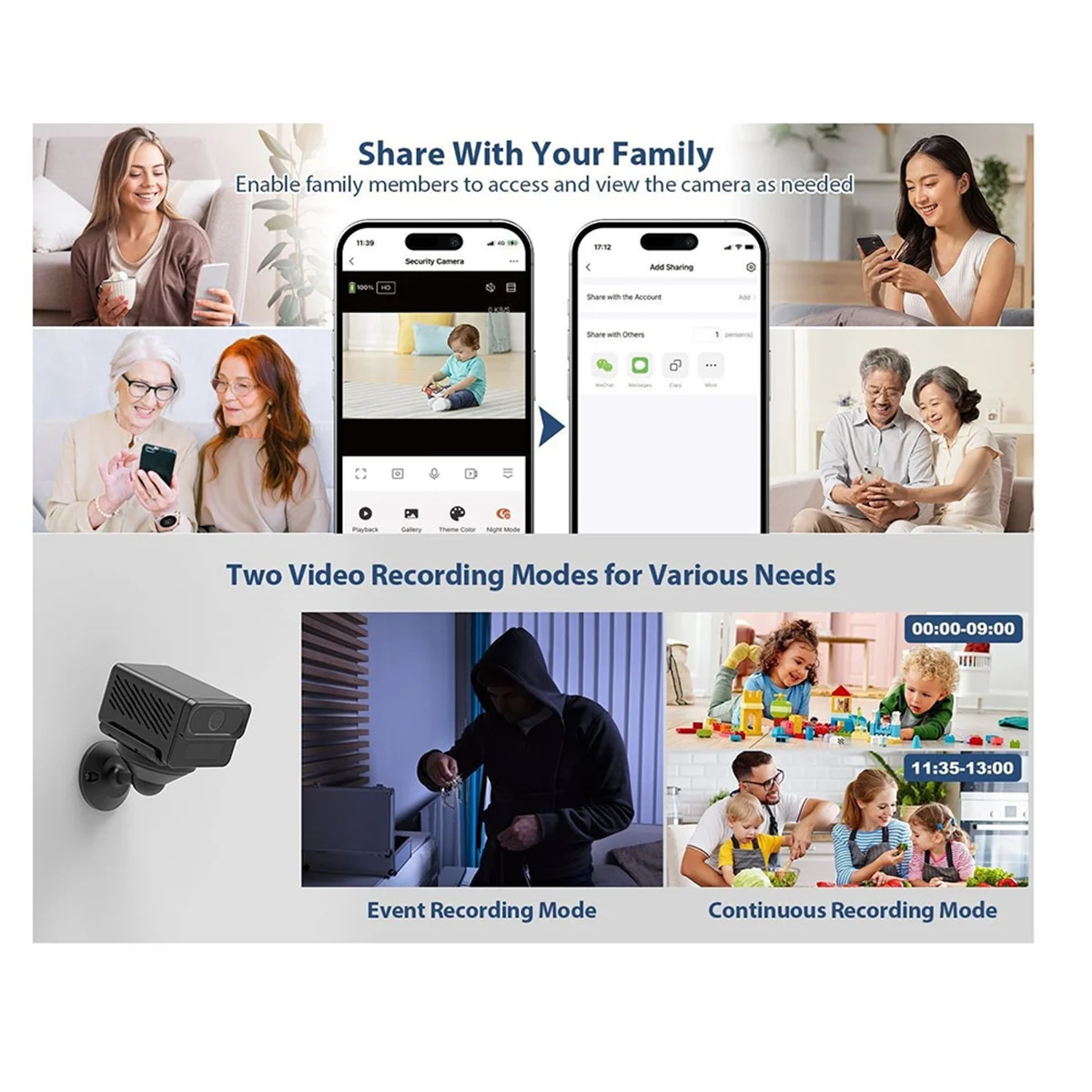 【T330】كاميرا Tuya 2K Wifi كاميرا مراقبة 2.4Gand5G بطارية مدمجة PIR كشف الحركة للرؤية الليلية اتجاهين الصوت #3