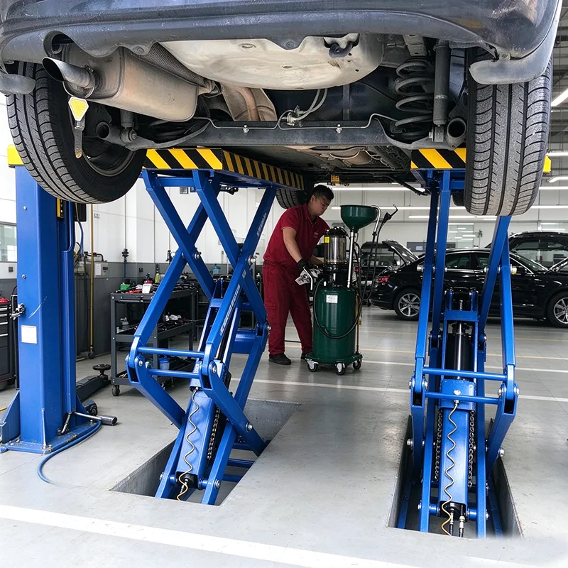 Low Profile Double Scissor Hydraulic Car Hoist Surface Mount Auto Repair Lift
