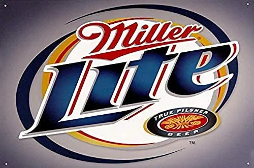 Ucland Tin Sign & Miller Lite Beer - Brushed Metal, 16x12