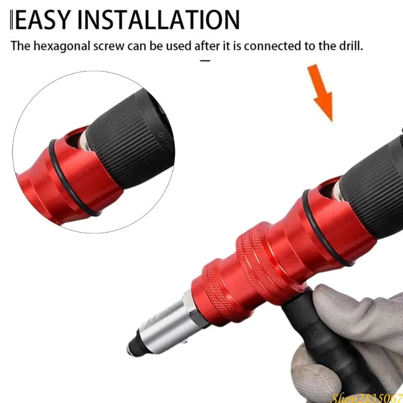 Adattatore per pistole per rivetti ergonomici Rivetti da 100 pezzi Riduce l'affaticamento della mano 4 Dimensioni da 3/32 a 3/16